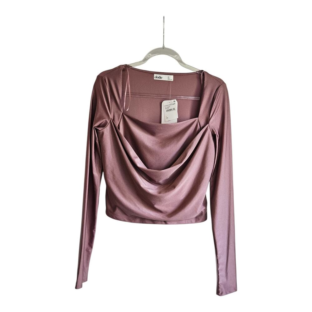 Elodie NWT Womens Size L Mauve Drape Chest Stretch L/S Pullover